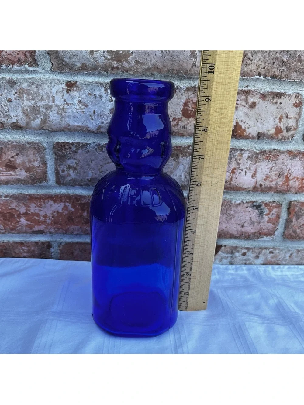 Vintage 1970s Brookfield Baby Face Milk Bottle Cobalt Blue Glass Vase